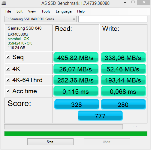 AS SSD ottimizzato e AHCI  sams
