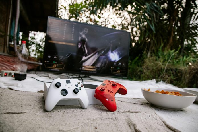 game controllers and a game console